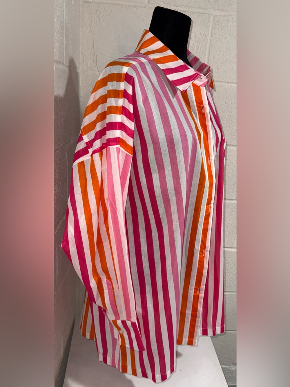 Beach Riot Alexa Top Sunset Stripes Swim Coverup Pink Orange PL NWOT - Picture 3 of 8